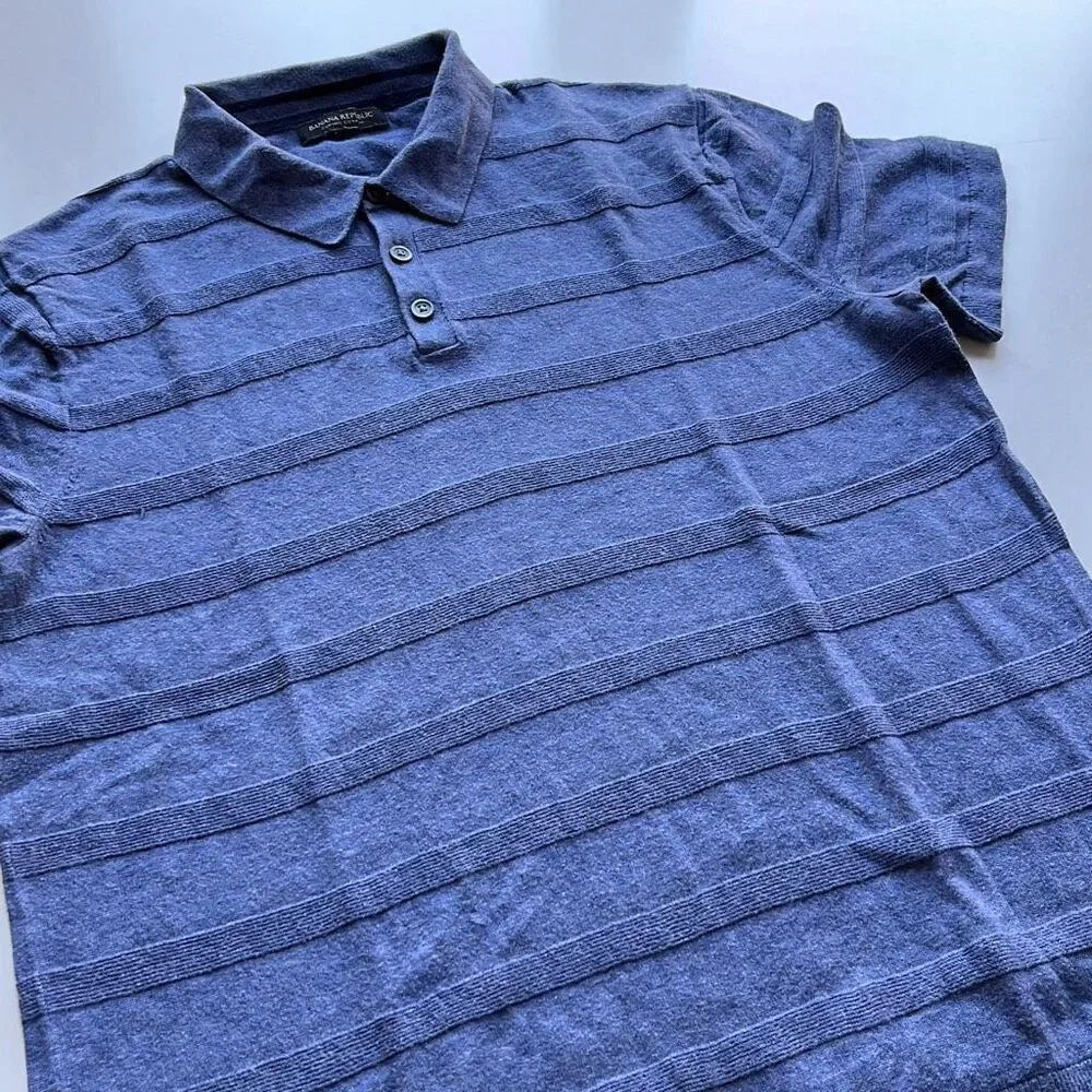 Banana Republic Vintage Stripe Knit Polo Mens L